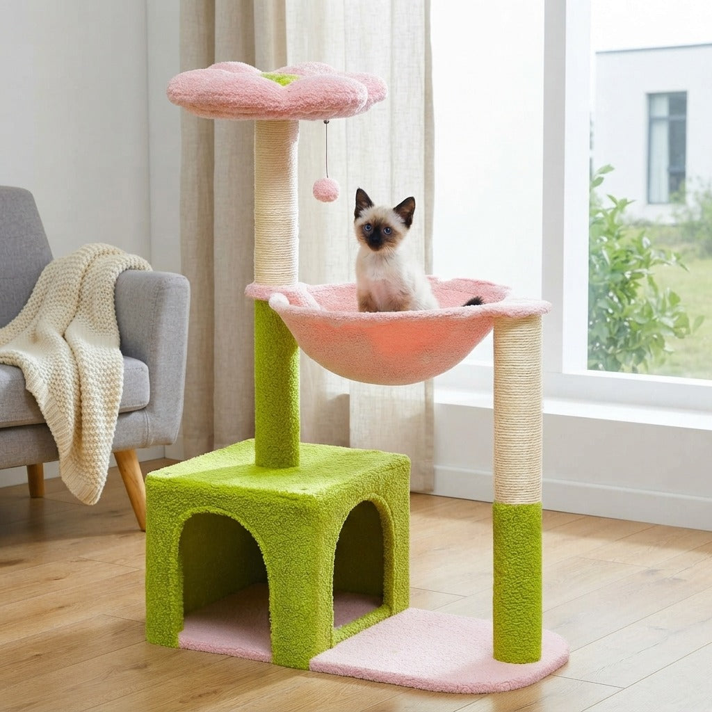 Petit Arbre à Chat Fleur 93 cm pour Chaton en situation dans un intérieur