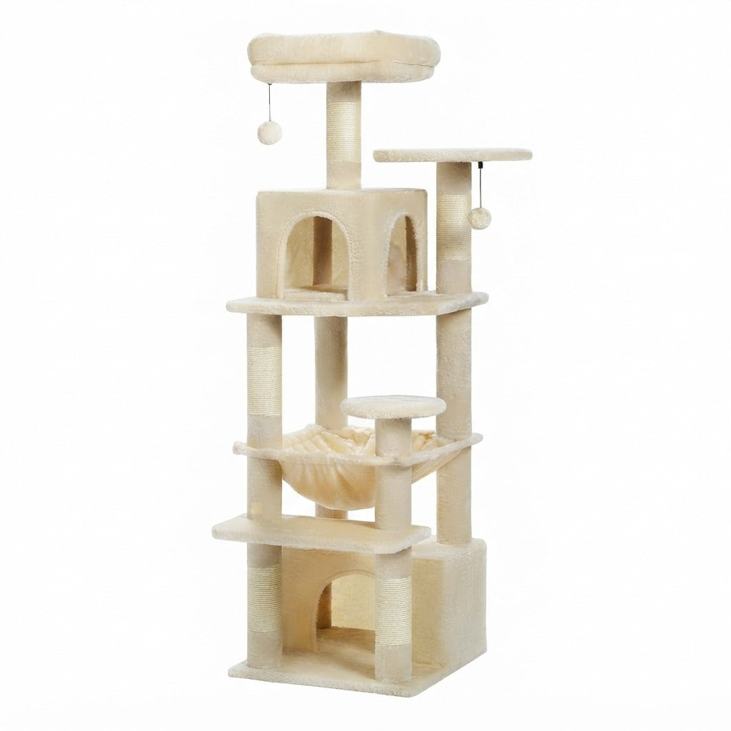 Grand Arbre à Chat 136 cm pour Chaton, coloris beige