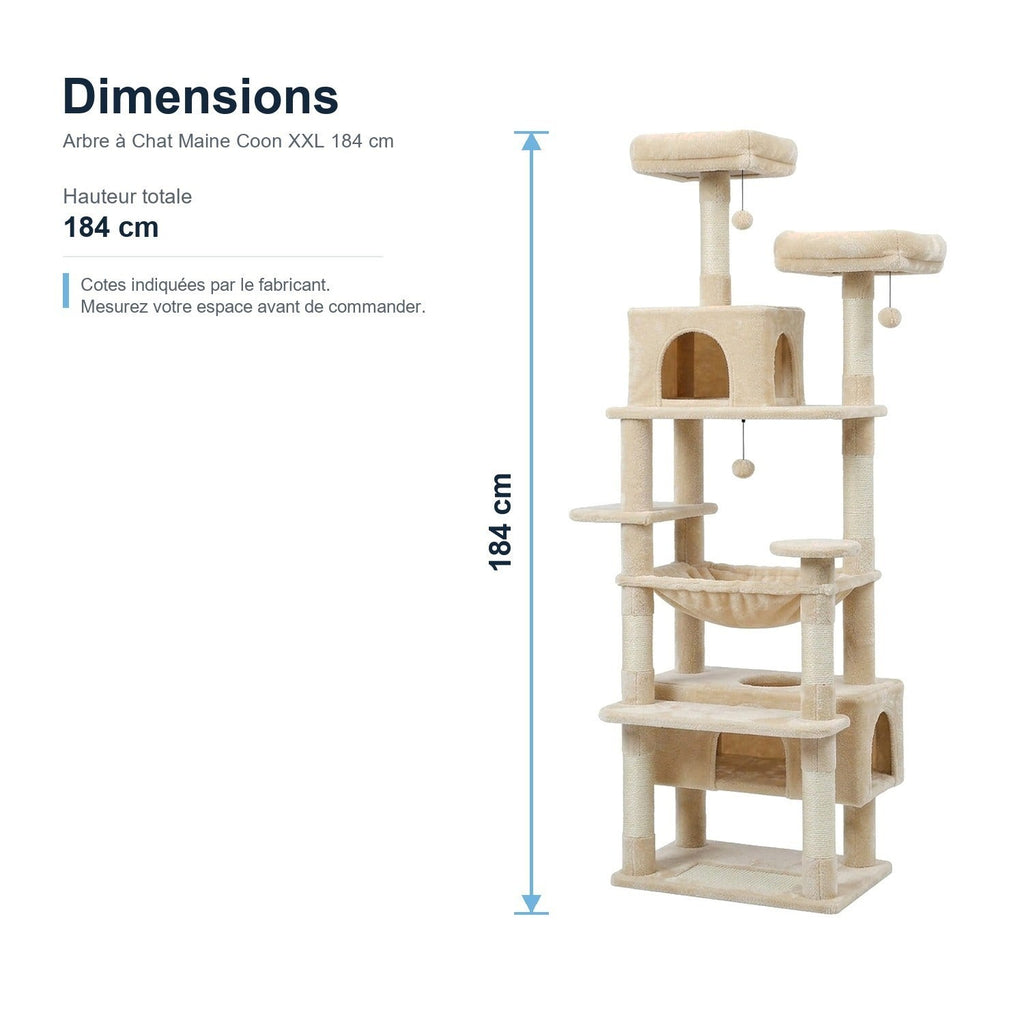 Dimensions : Arbre à Chat Maine Coon XXL 184 cm