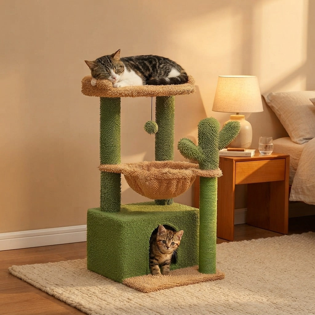 Petit Arbre à Chat Cactus 80 cm pour Chaton en situation dans un intérieur