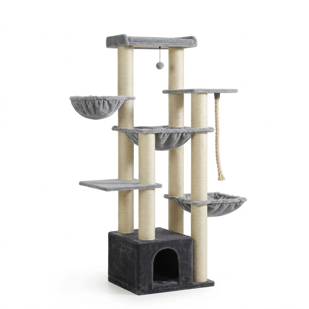 Arbre à Chat XXL 170 cm pour Maine Coon, coloris gris