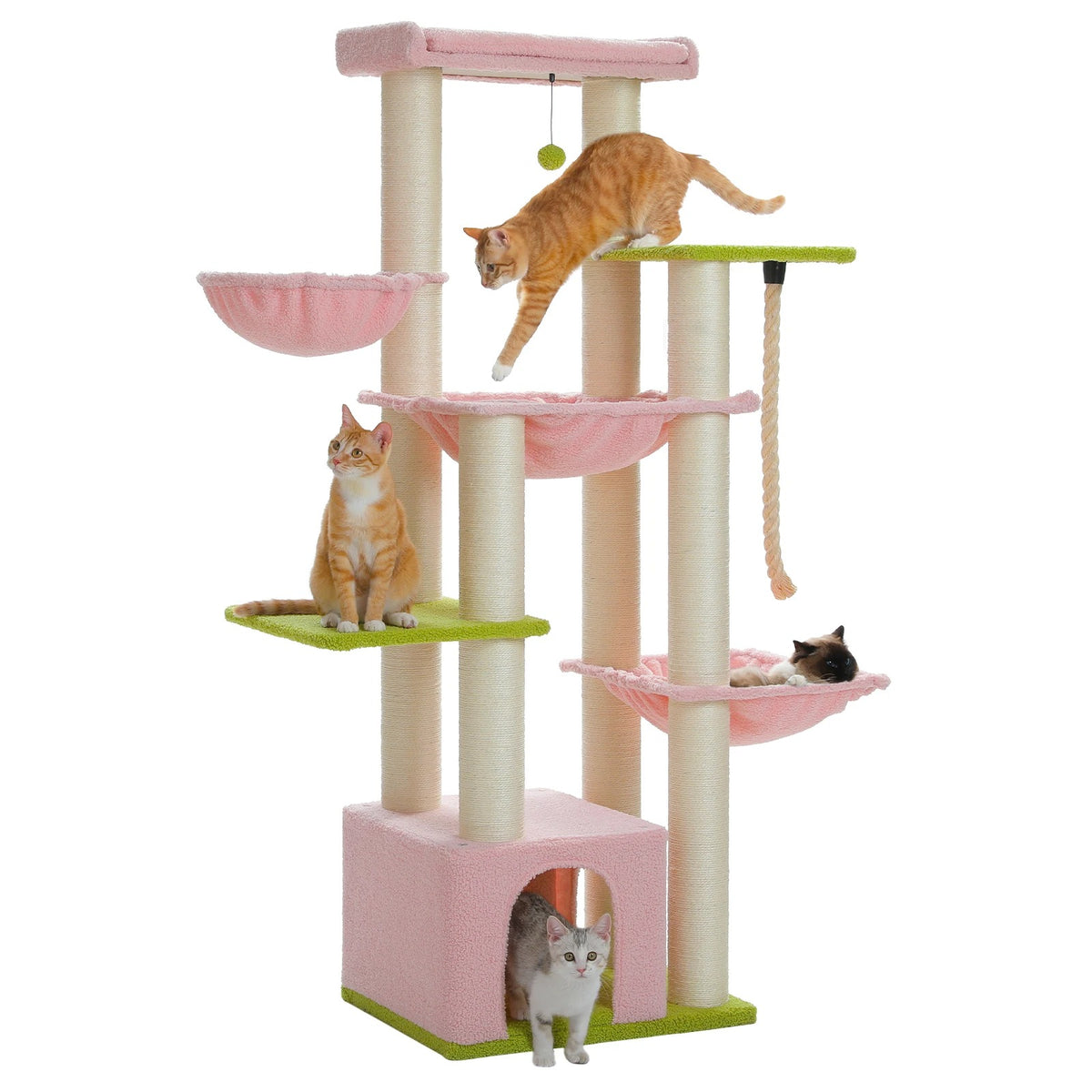 Arbre à Chat XXL 170 cm Renforcé, coloris rose