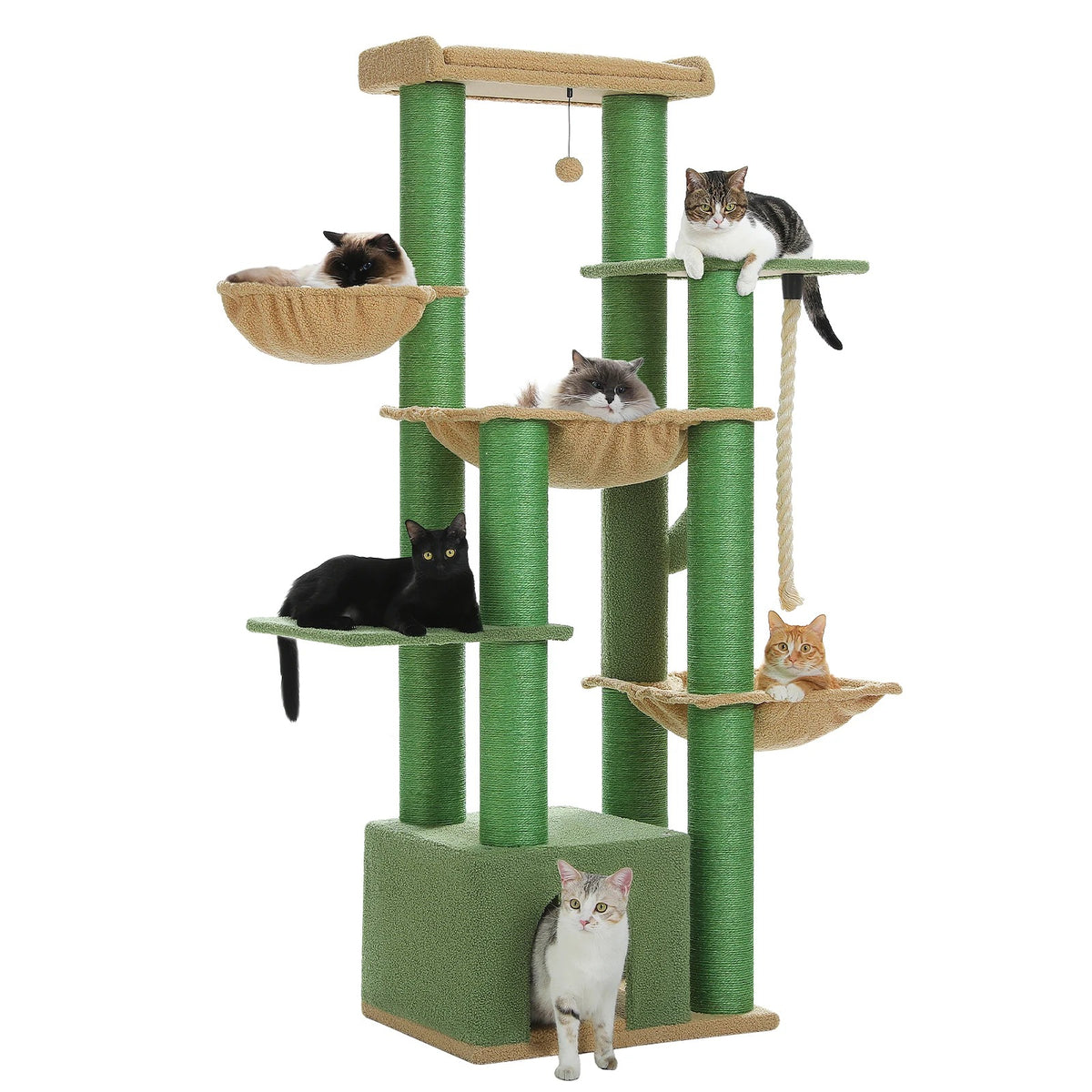 Arbre à Chat XXL 170 cm Renforcé, coloris vert