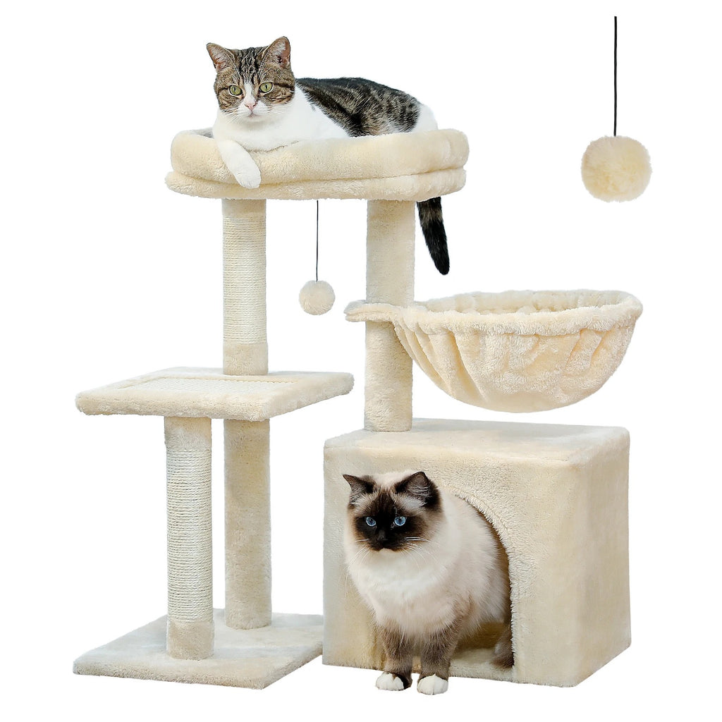 Petit Arbre à Chat 72 cm avec Hamac, coloris beige