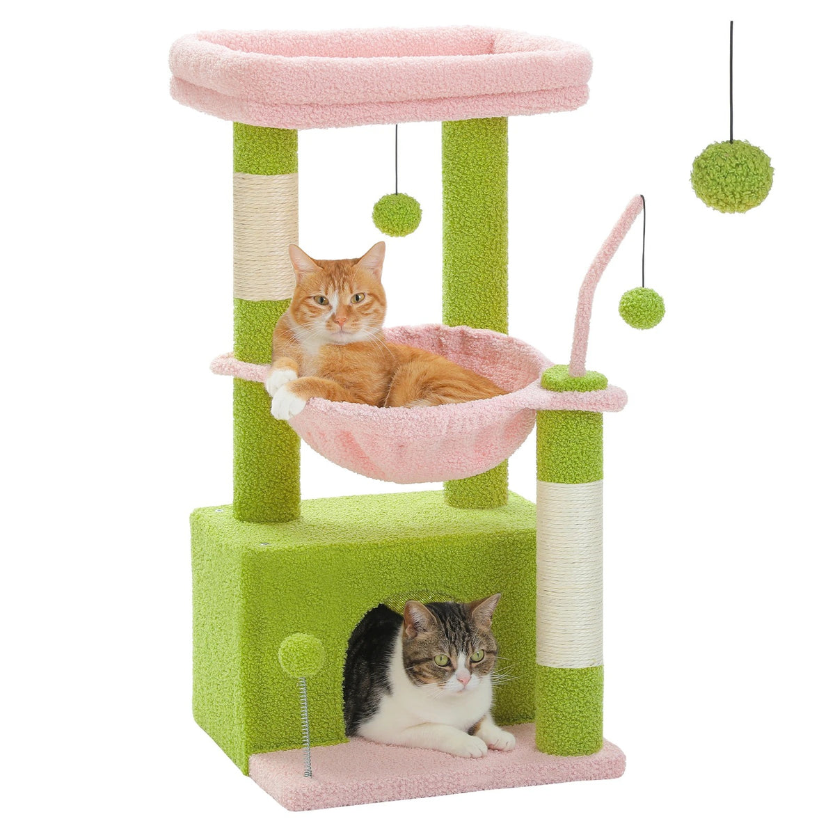 Petit Arbre à Chat Cactus 80 cm pour Chaton, coloris rose