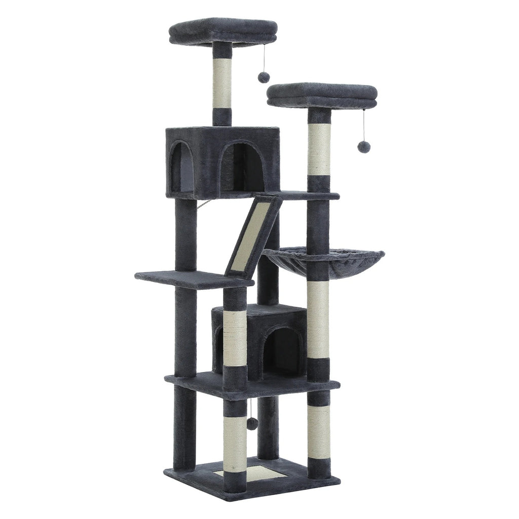 Arbre à Chat XXL 180 cm avec 2 Niches, coloris gris foncé