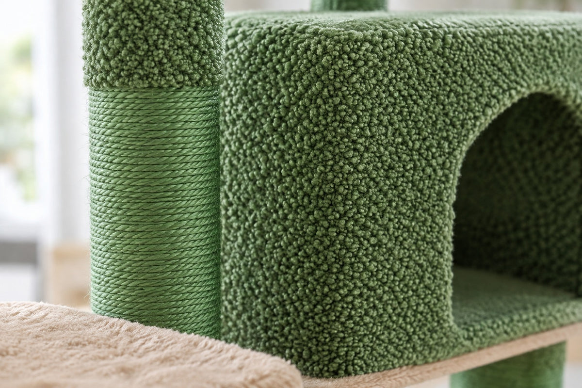 Arbre à Chat Cactus Sol-Plafond 216–285 cm : bouclé vert de la niche