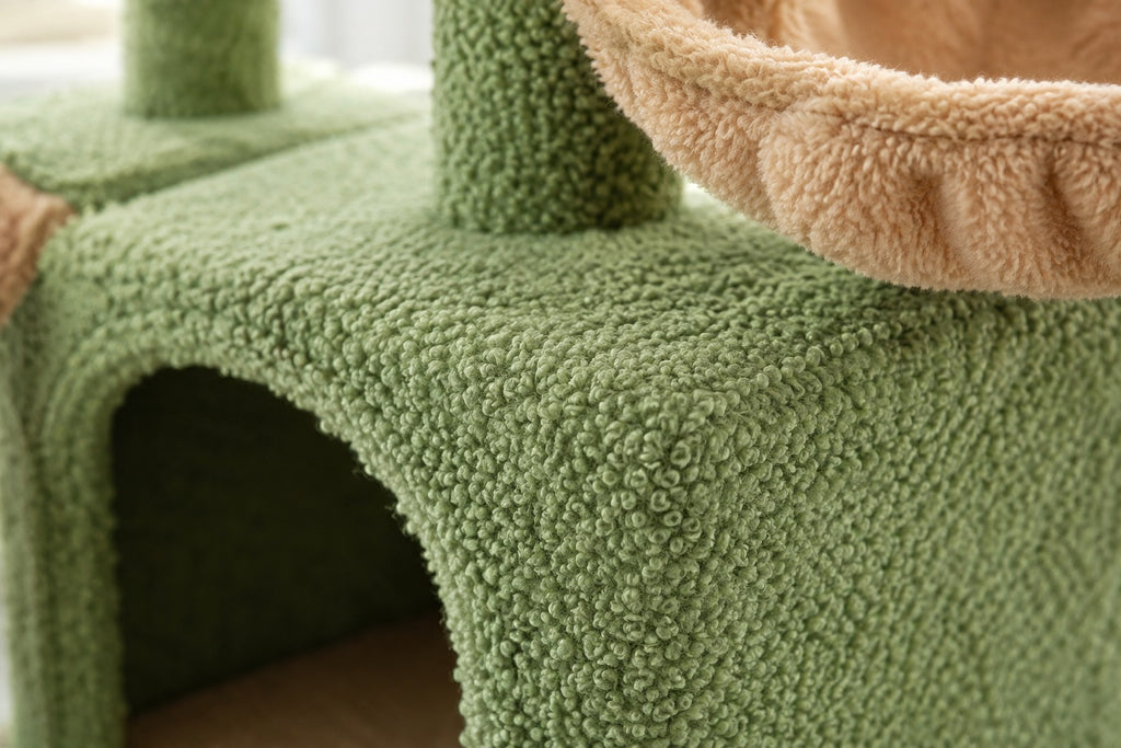 Petit Arbre à Chat Cactus 80 cm avec Rampe : bouclé vert de la niche